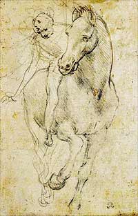 O desenho chamado "Cavalo e Cavaleiro", de Leonardo da Vinci